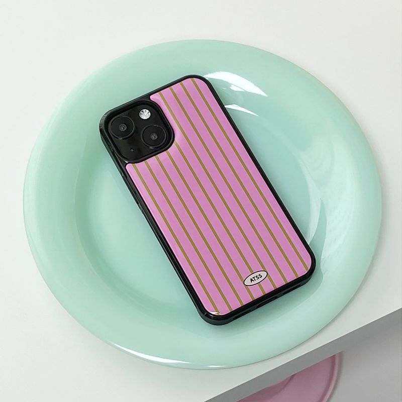 Stripe Epoxy Bumper Case (Pink Khaki)