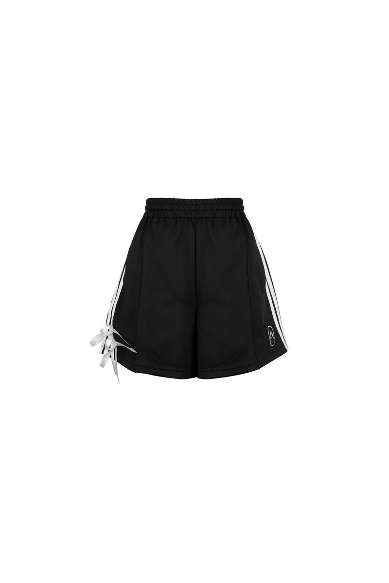 RIBBON JERSEY TRACK SHORTS PANTS / BLACK