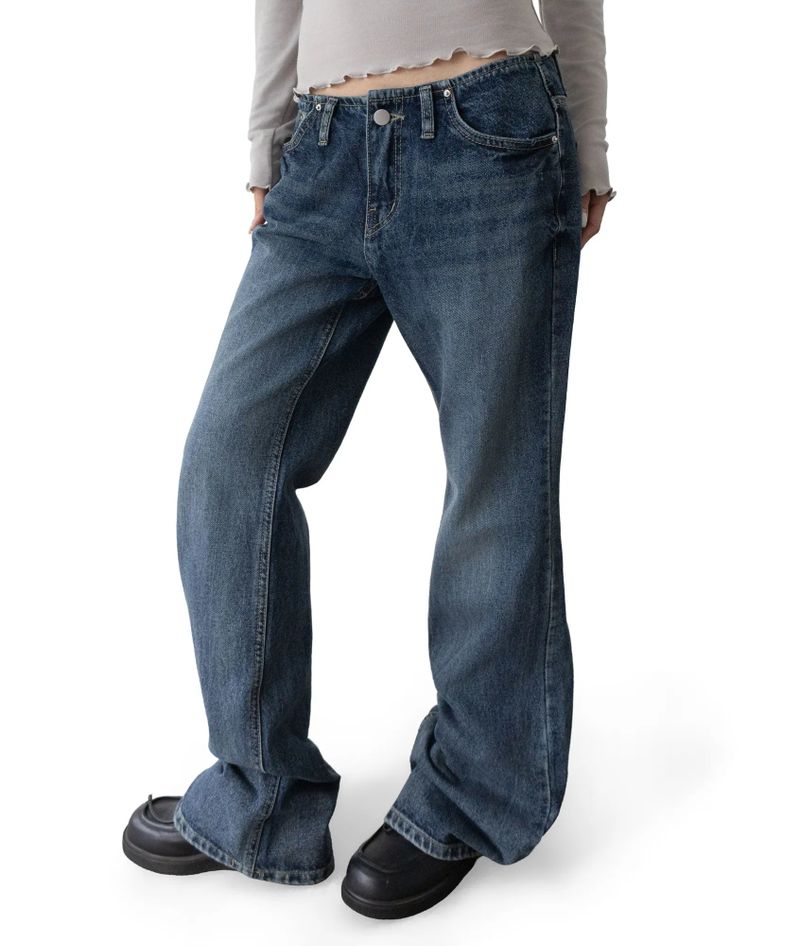 Aki Non-Stretch Low-Rise Flare Denim
