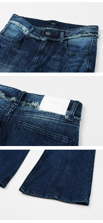 [mnem] incision low bootcut denim (blue)