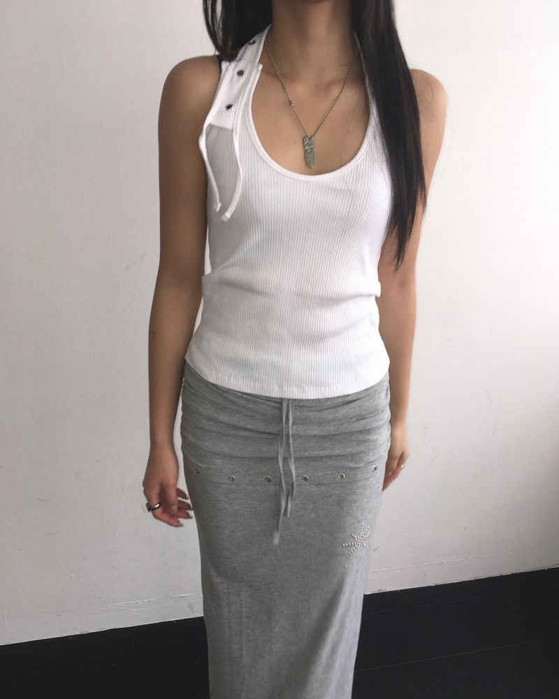 Layered stud long skirt