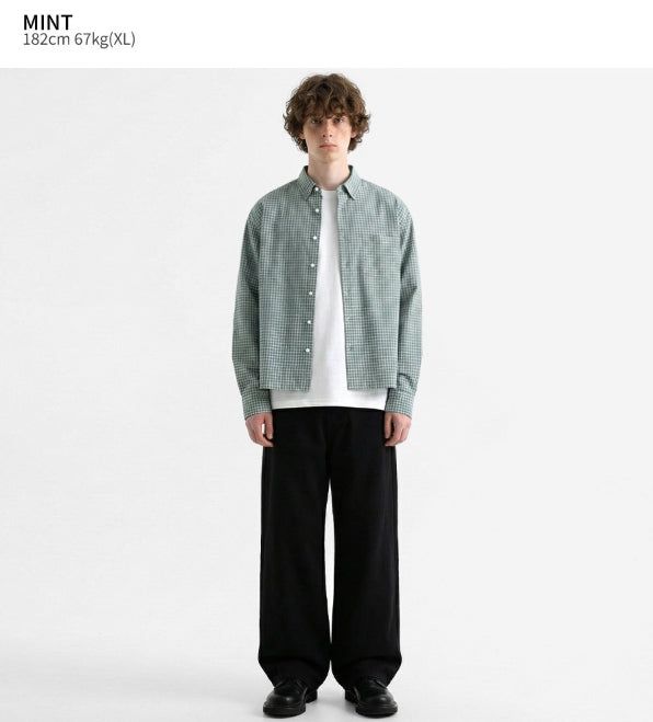 Crop Check Long Sleeve Shirt Mint