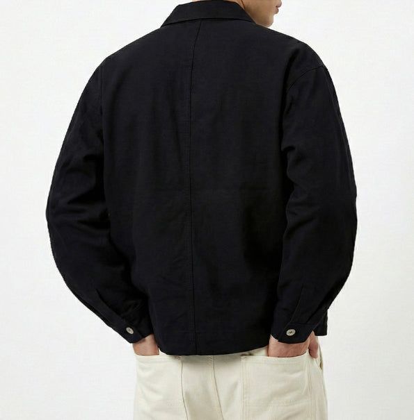 Crop French Work Jacket Black