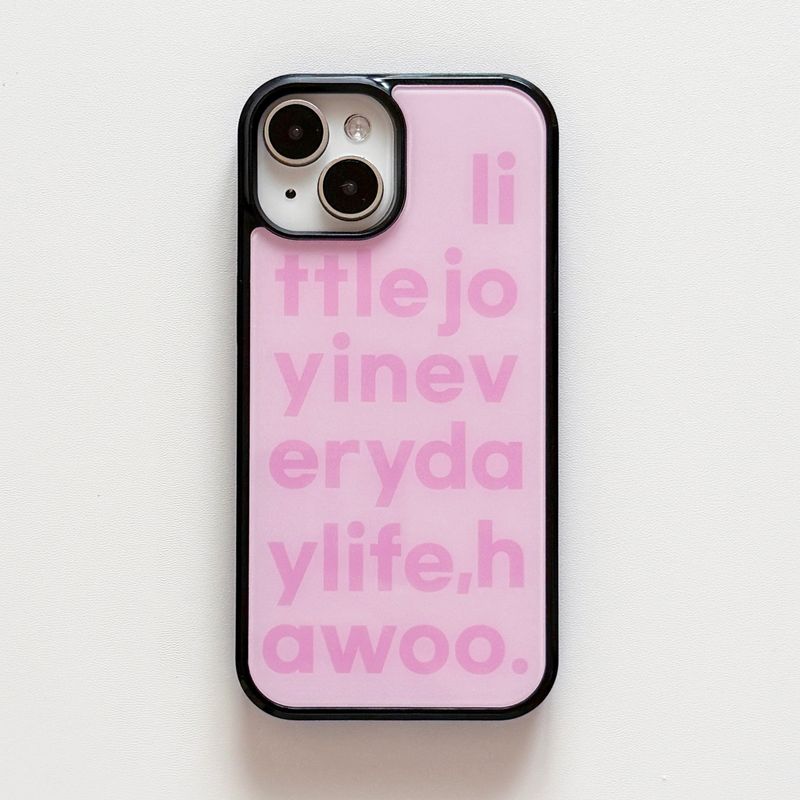 lettering glossy glass bumper case (pink)