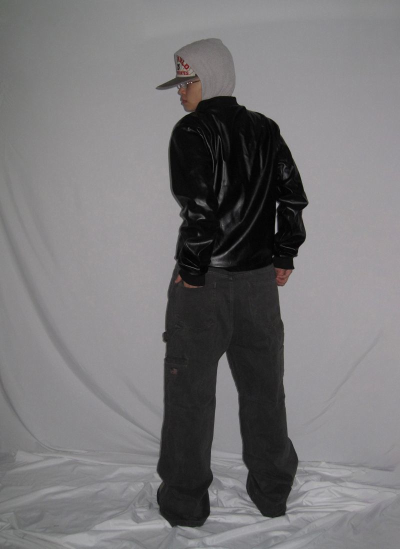 Leather Jersey Zip-Up Jacket