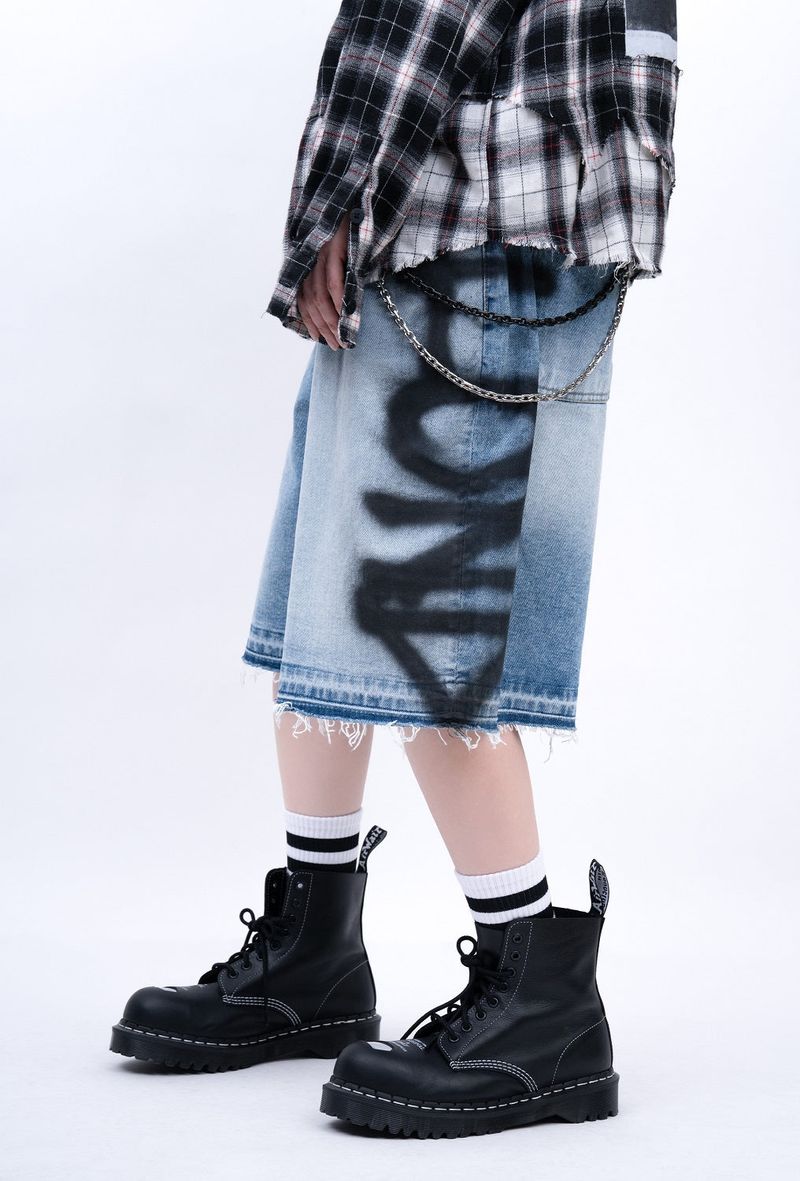 BBD Side Sprayed Custom Denim Shorts (Blue)