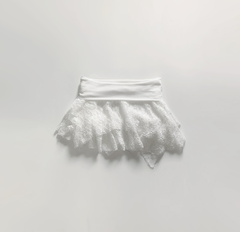 Aishar lace skirt pants (white)