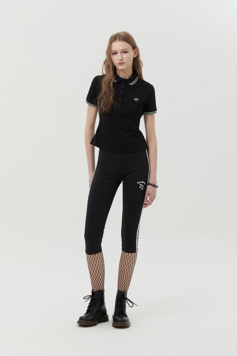 LINE POINT SHORT LEGGINGS [BLACK]