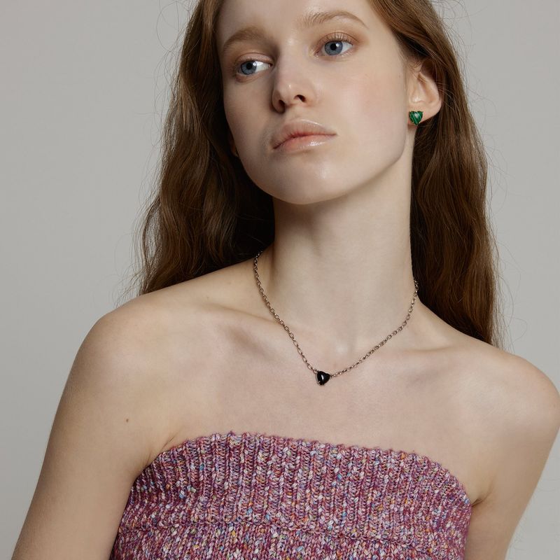 Petite Heart Necklace_Black