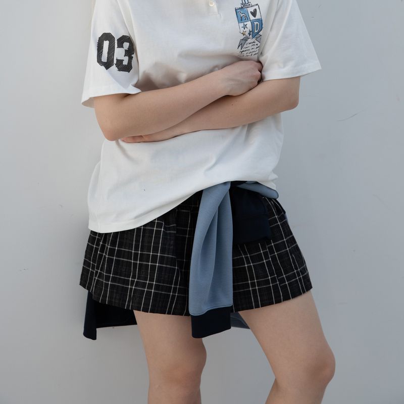 DIMANCHE（ディマンシュ）の「SMOCKING BALLON SKIRT (BLACK CHECK)（Skirts）」