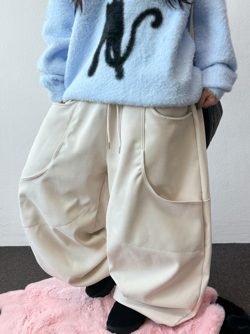 Doing Two-Pocket Fleece Balloon Wide Pants 🖤🤎 4COLOR