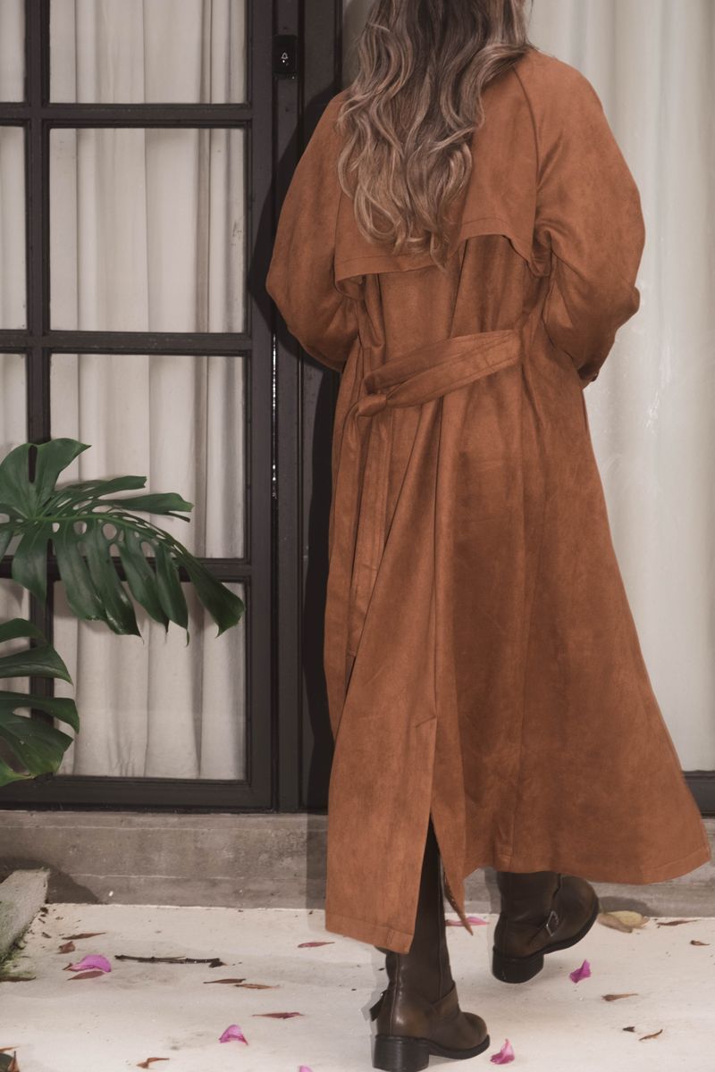 Kinda Faux Suede Trench Coat