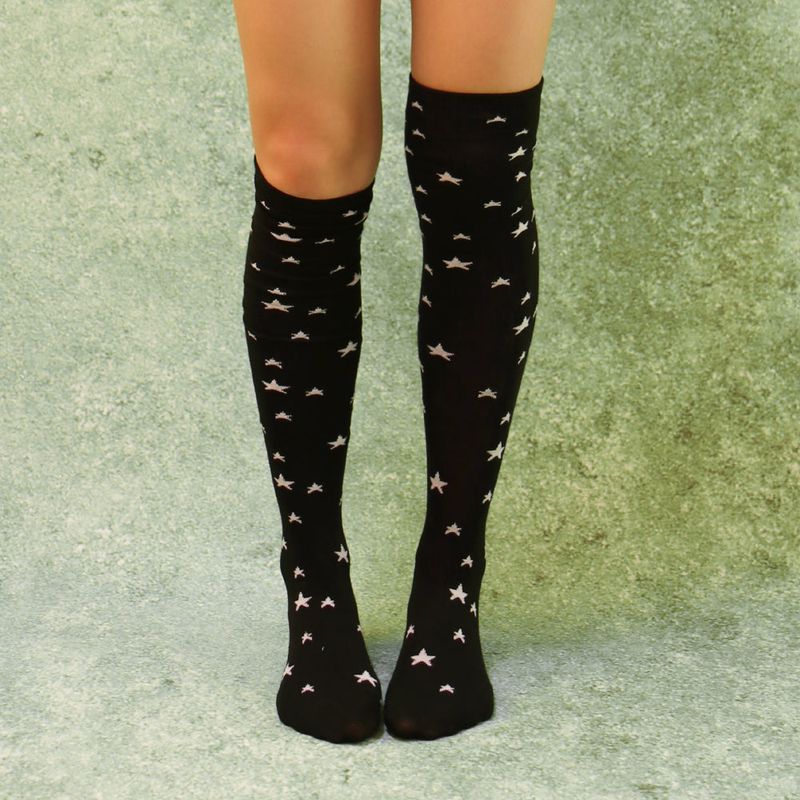 onnitella(オニテラ)の「cosmic star over knee socks (black & white)(Fashion Accessories)」
