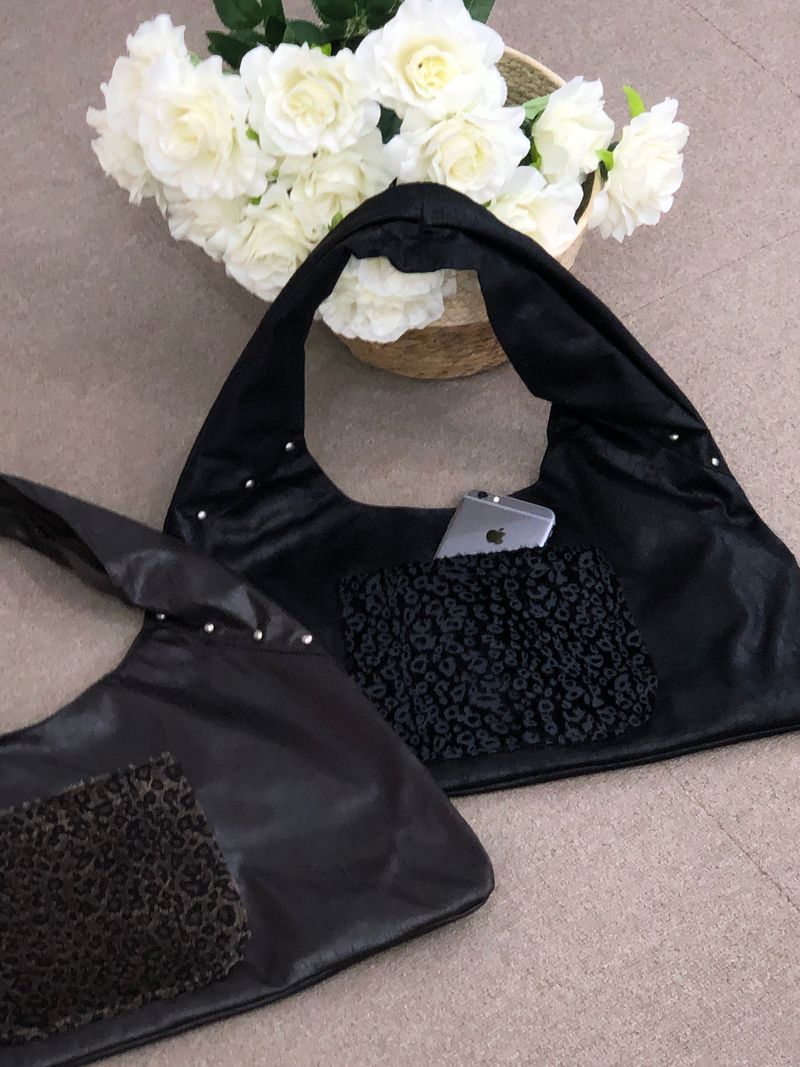 Vintage Pocket Leopard Fur Shoulder Bag