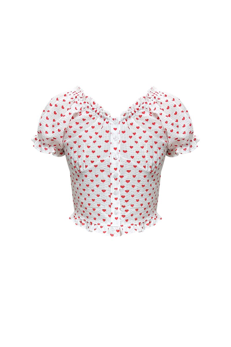 MINI HEART TWO WAY BLOUSE / WHITE