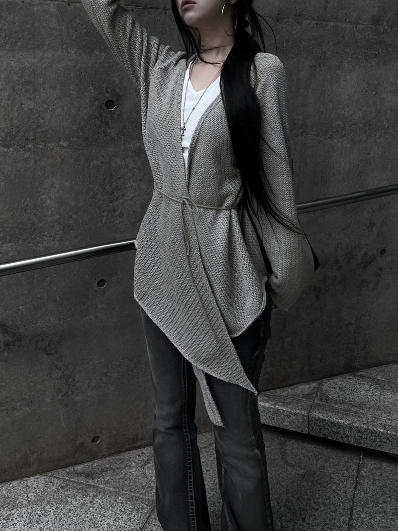 strap frey knit cardigan (2color)