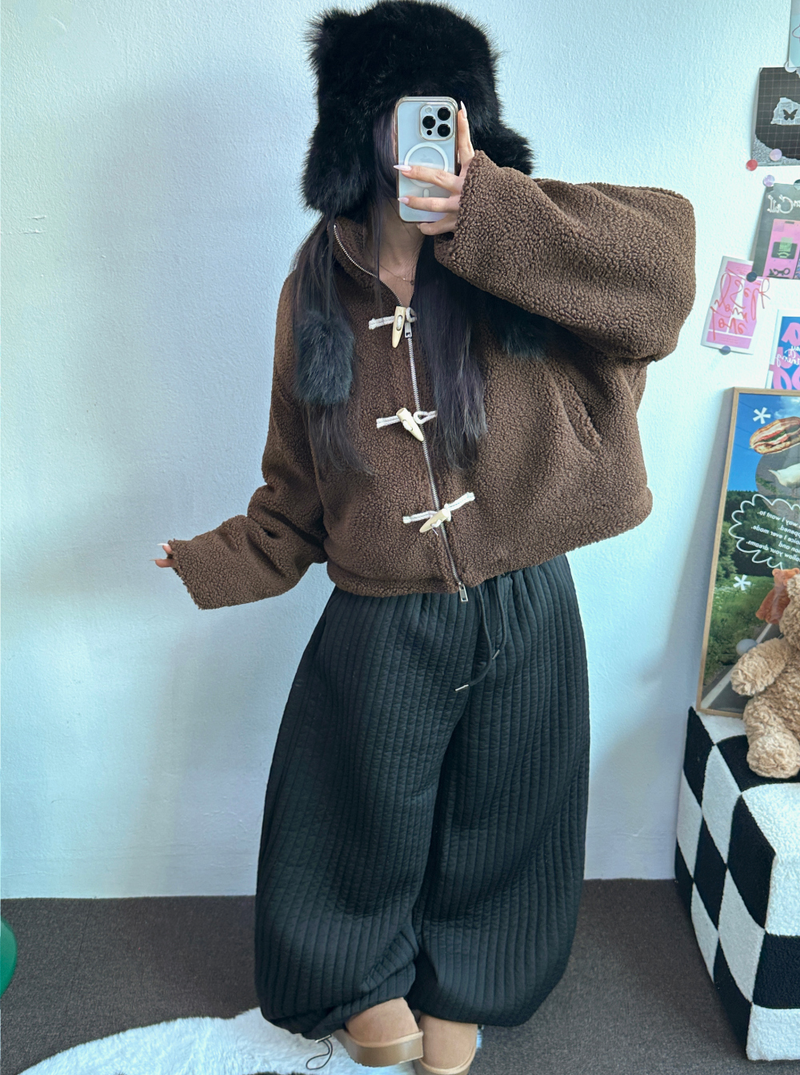 TEDDY CURLY🤎CUTIE PETIT ZIP UP 🤎🧸🐏3COLOR
