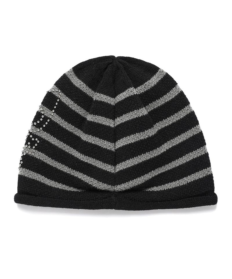 SKULL CAT STRIPED BEANIE BLACK(CV2FFUAB32A)