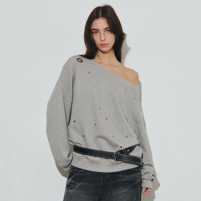 MIDNIGHT MOVE（ミッドナイトムーブ）の「eyelet mtm (grey)（Tops）」
