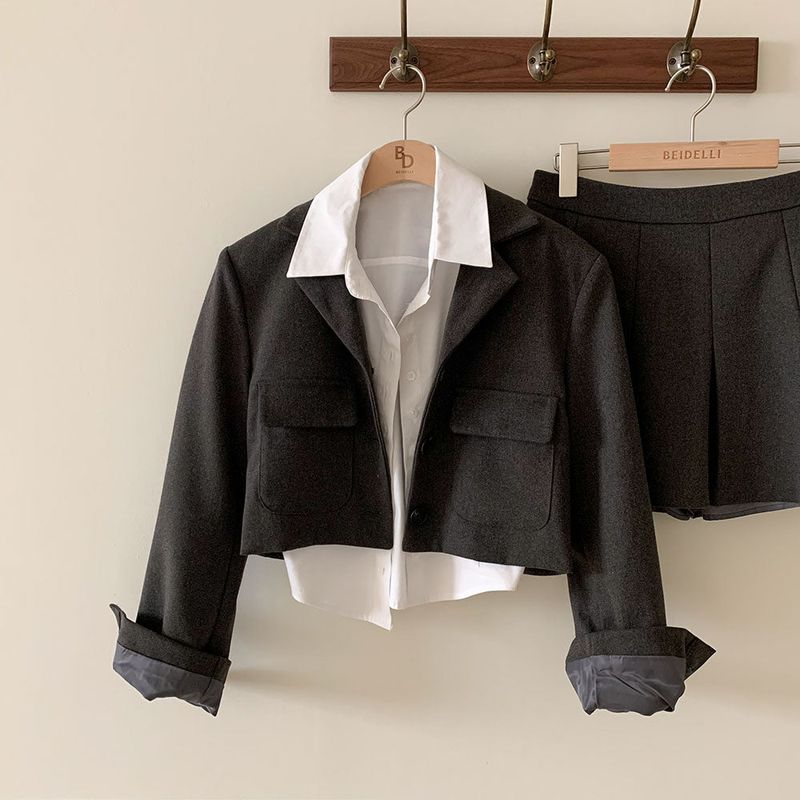 [BELLIDE MADE] Color jacket + skirt setup