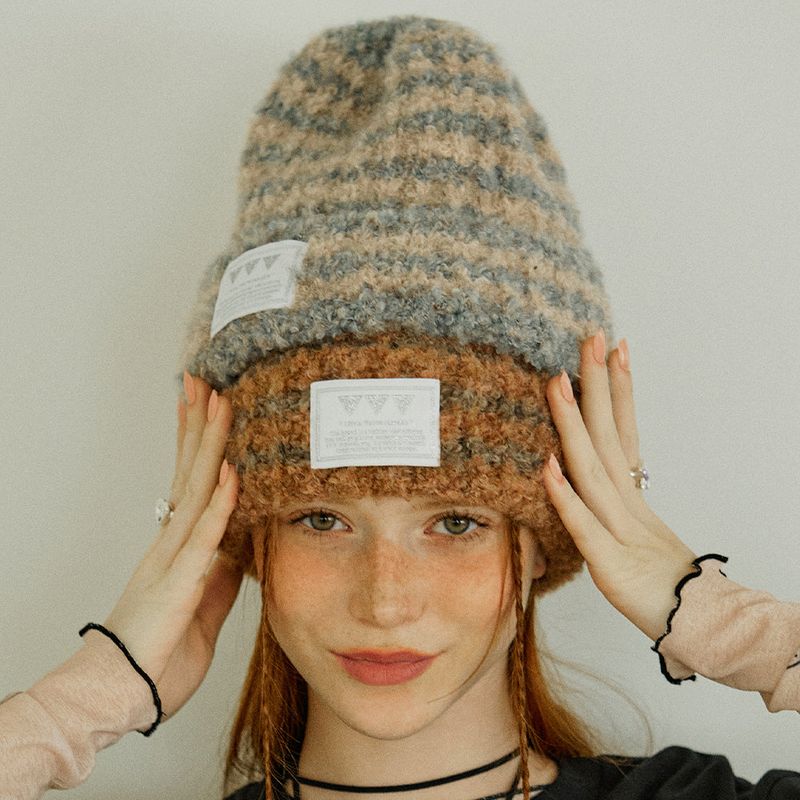 Logo Stripe Mix Beanie _ Orange