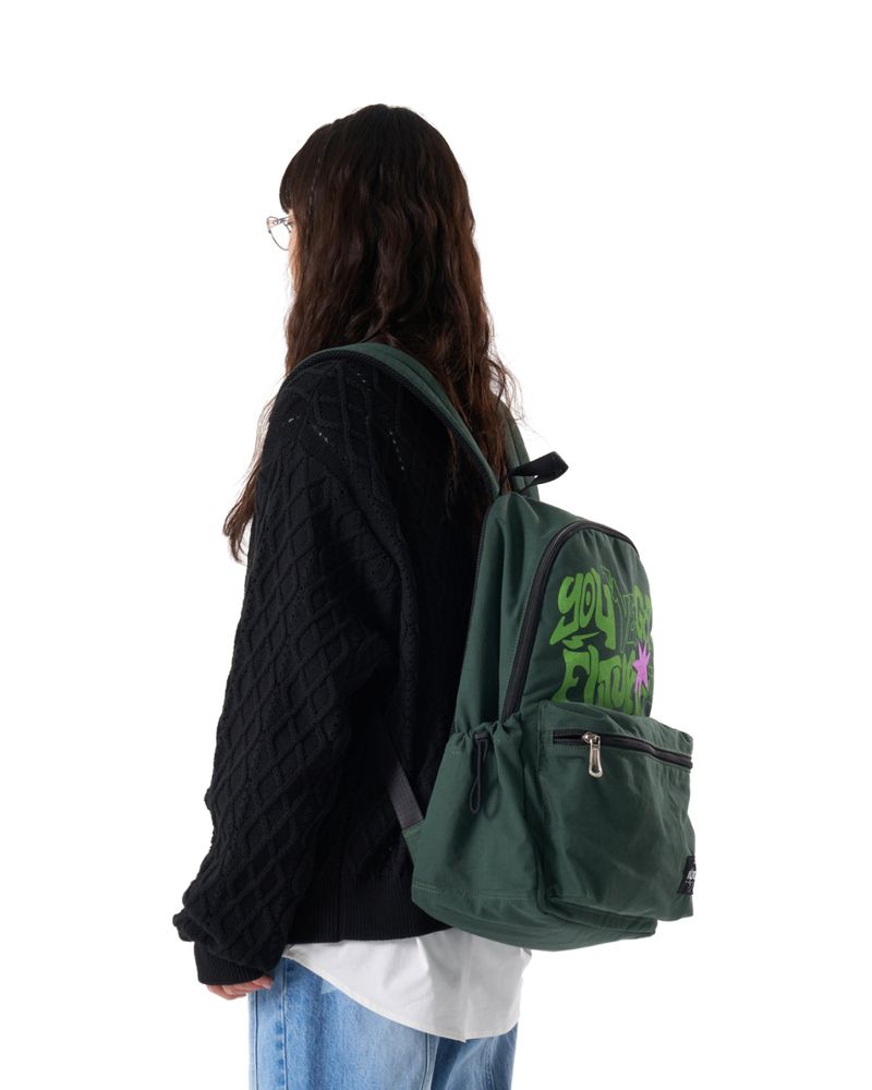 Printed Twill Pocket Backpack (Green)