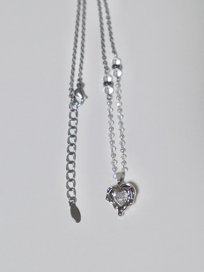 mood heart crystal necklace