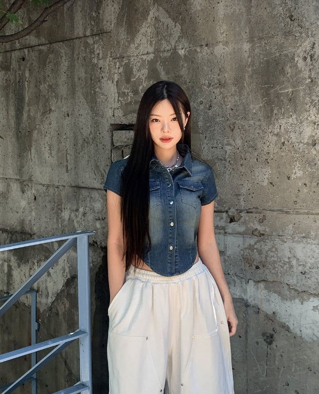 Our Washing Cropped Denim Shirt