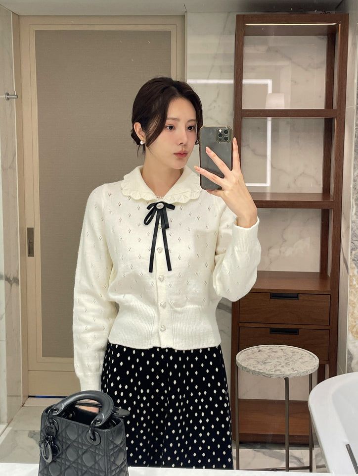 Lua Dot Knit Banding Flare Skirt