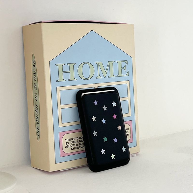 magsafe case star black leather card wallet set