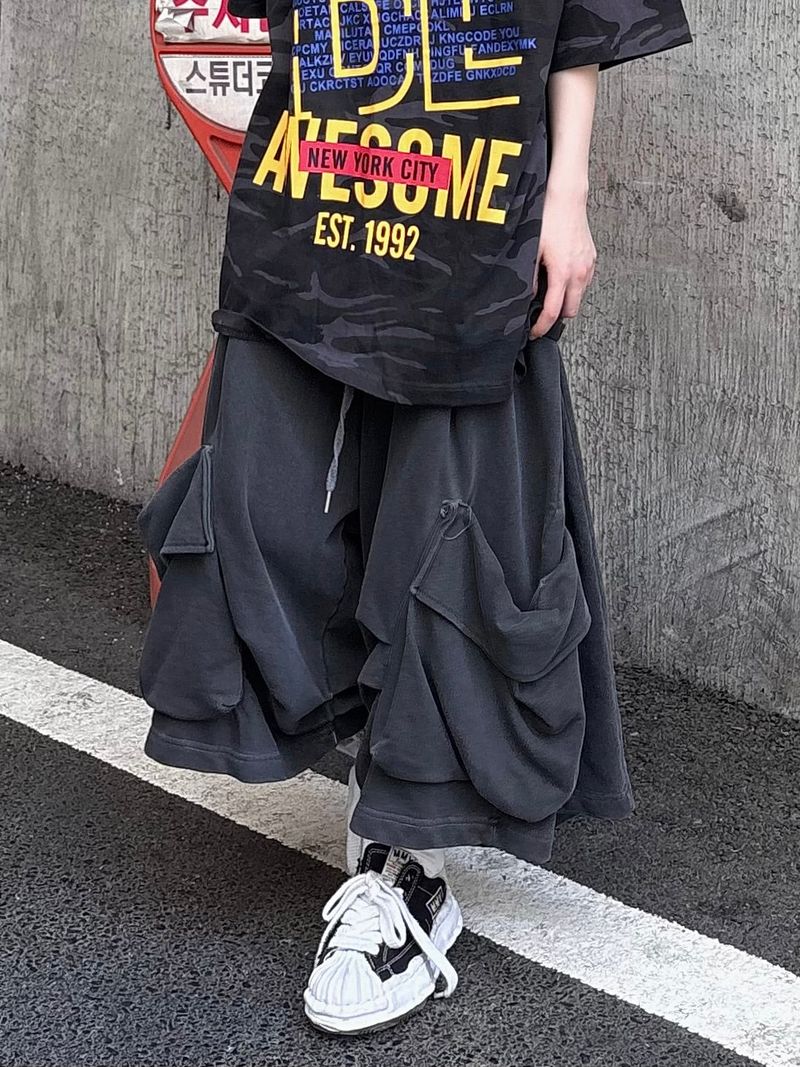 drape pocket bermuda pants