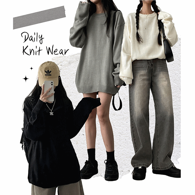 hijjoo（ハイチュー）の「[10 Colors] Roach Big Boxy Habee Round Knitwear（Tops）」
