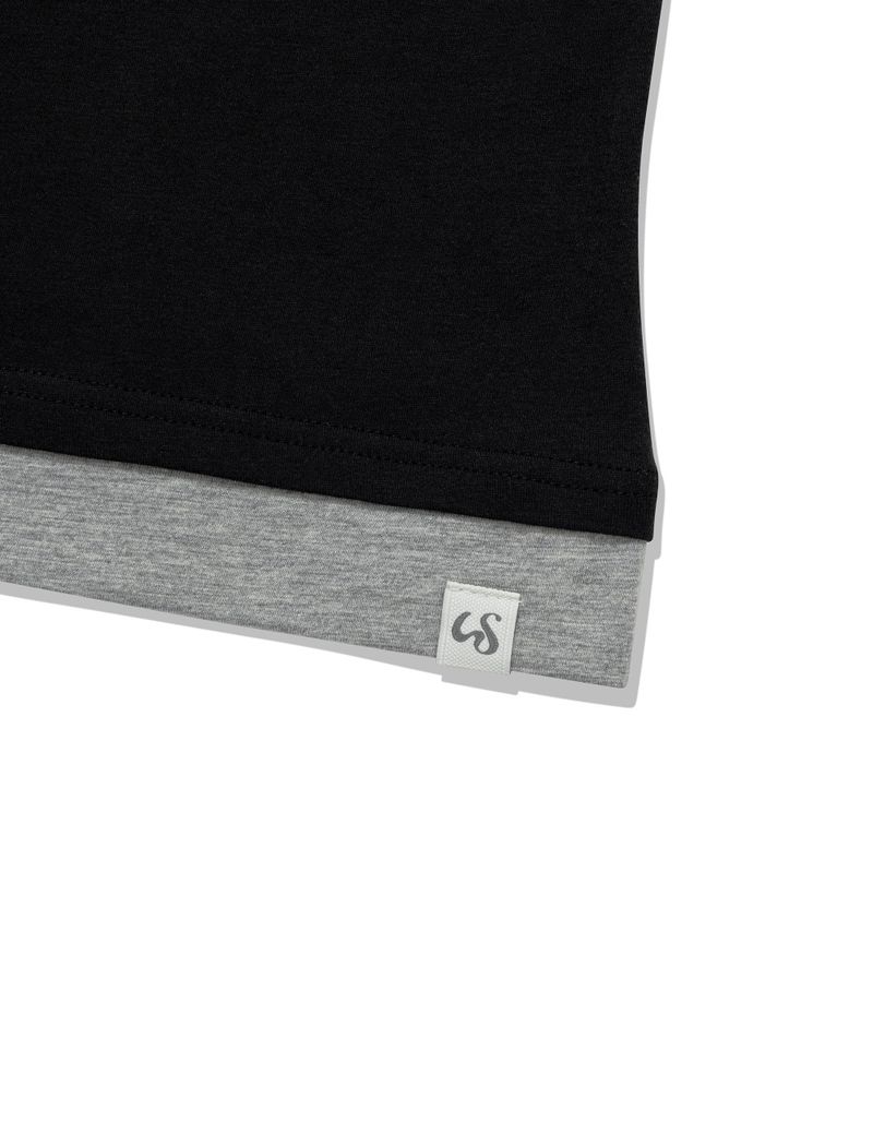BUTTON CONTRAST OFF-SHOULDER(BLACK)
