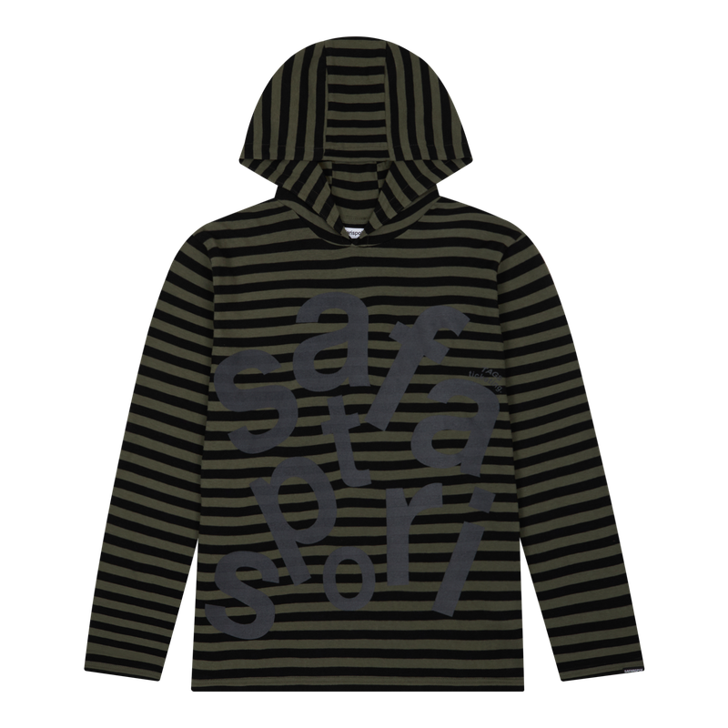 safarispot（サファリスポット）の「TICKETING STRIPE BORDER HOODIE (OLIVE) （Tops）」