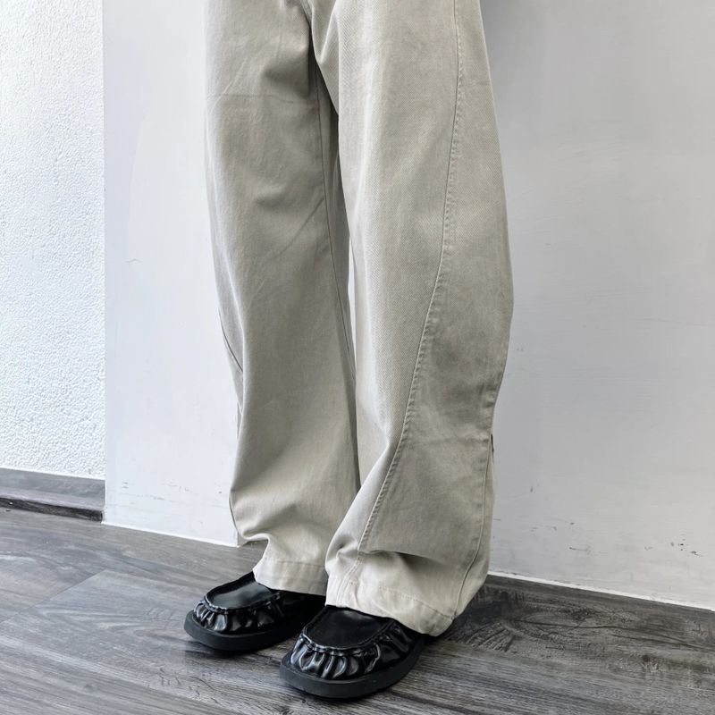 Curved Panel Wide-Leg Trousers
