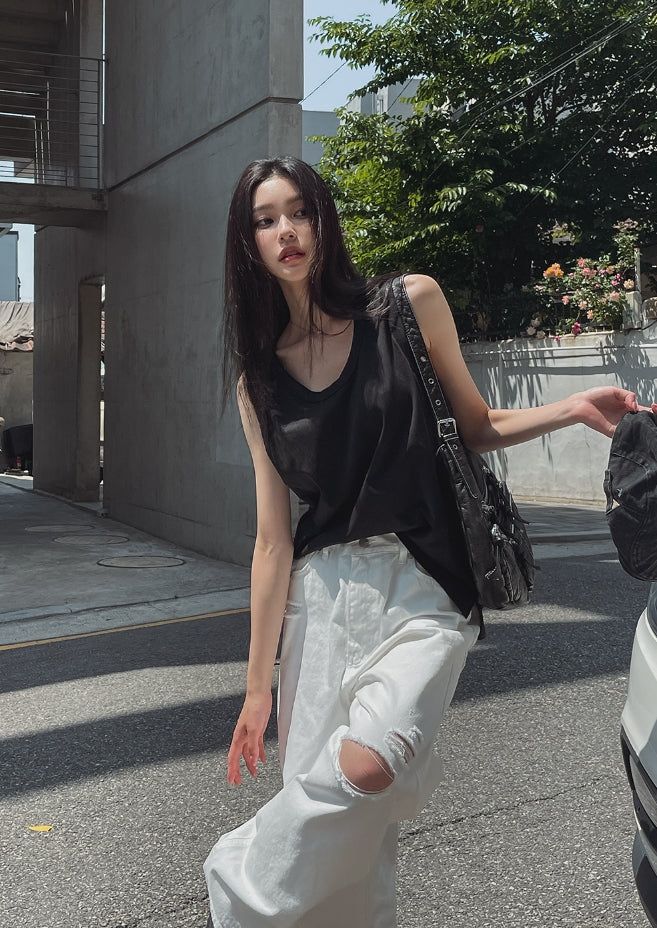 Summer Silk Oversized Fit Layered Sleeveless