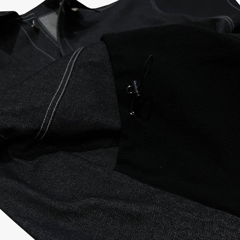 reverse terry pocket denim shortsleeve shirt_black