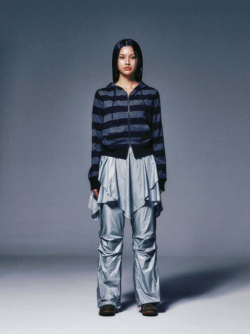 DRAPE LAYERED SKIRTPANTS (LIGHT GREY)