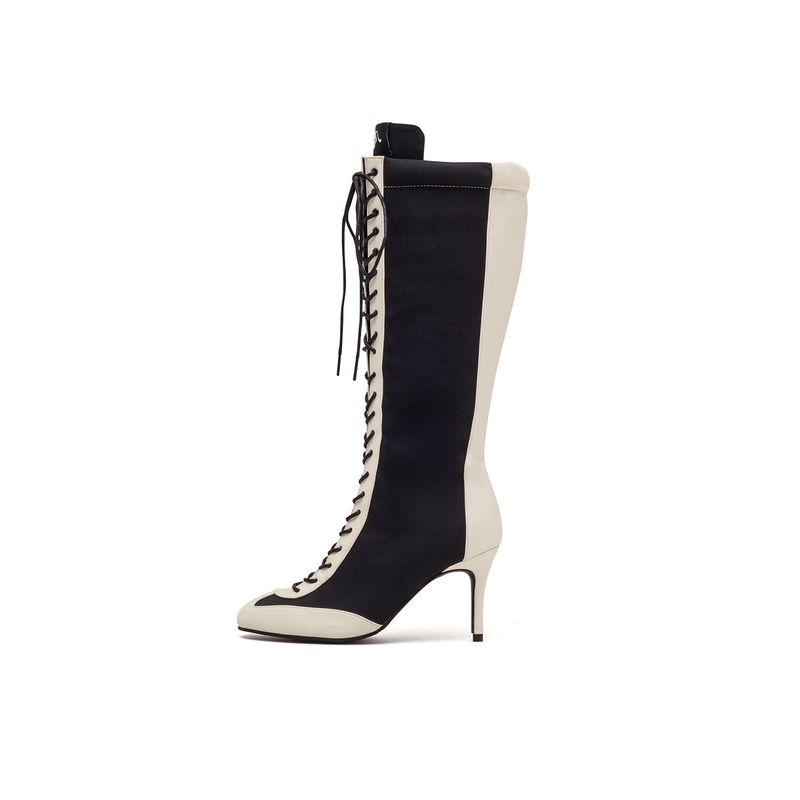 SSIMEEZ（シミズ）の「Boxing Two-Tone Lace-Up Boots Heel(White)（Shoes）」