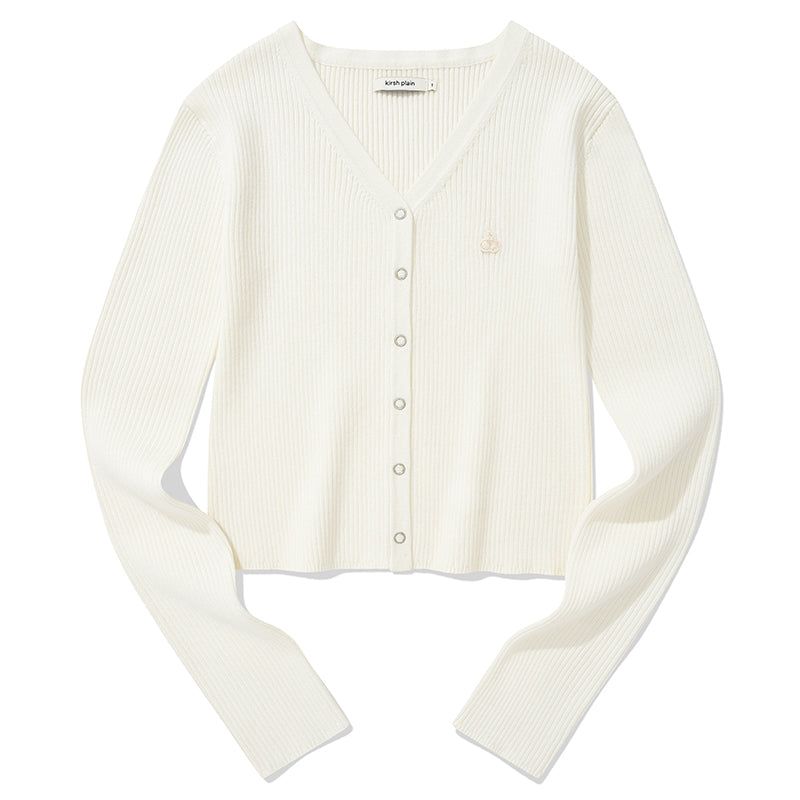 KIRSH PLAIN V NECK SLIM CARDIGAN [WHITE]