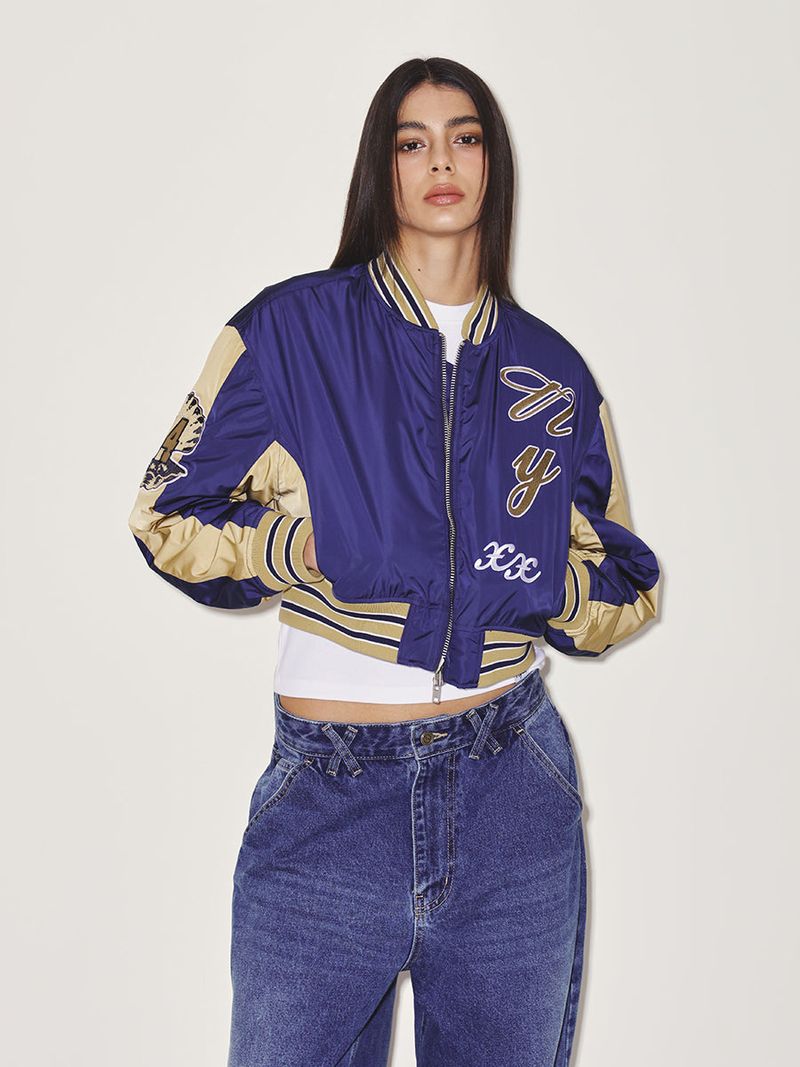 OVIS COLOR BLOCK BOMBER JACKET (NAVY)