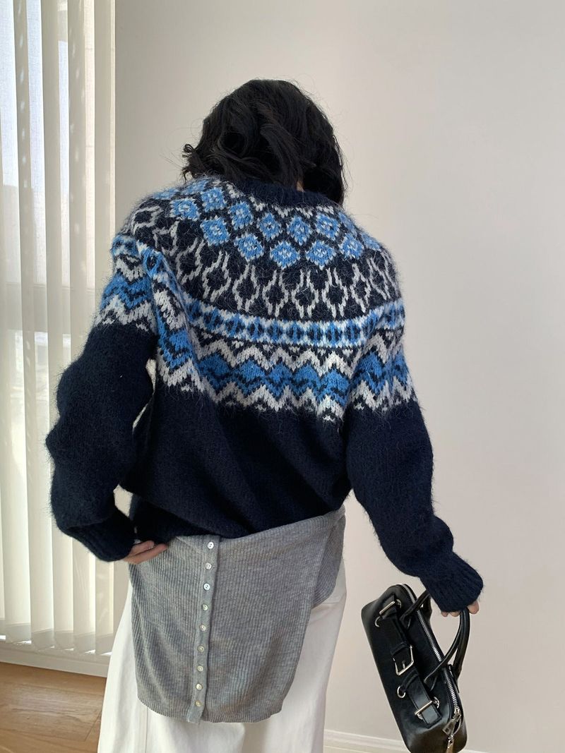 Irish Round Loose Fit Long Sleeve Knitwear