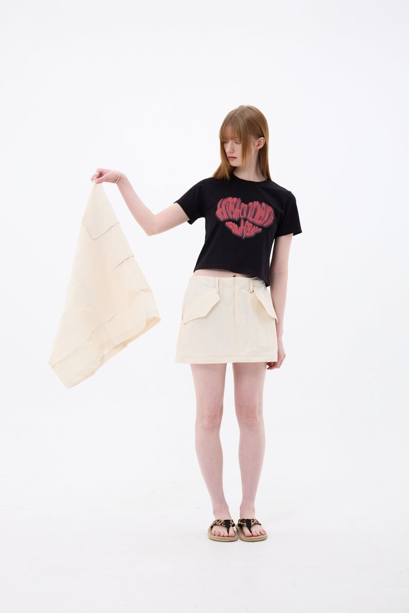 DOUBLE CUT CAGO SKIRT / IVORY