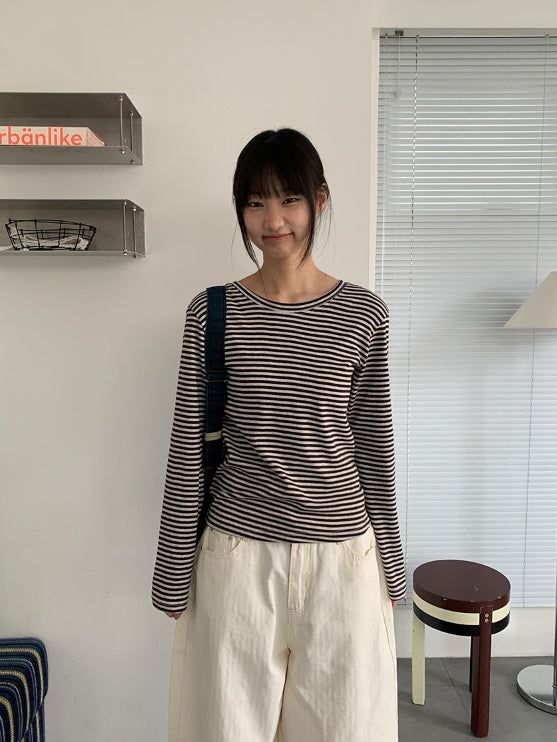 キンバーボーダーラウンド長袖Tシャツ