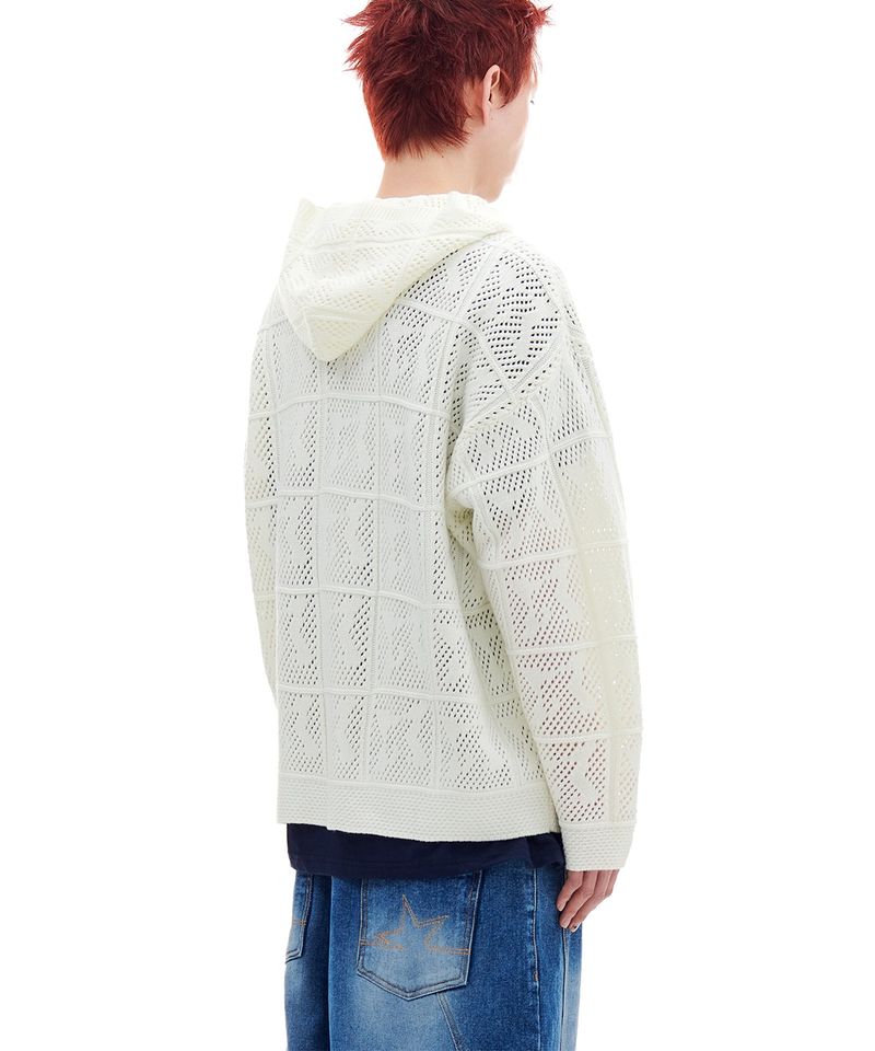 NET KNIT HOOD ZIP-UP (IVORY)