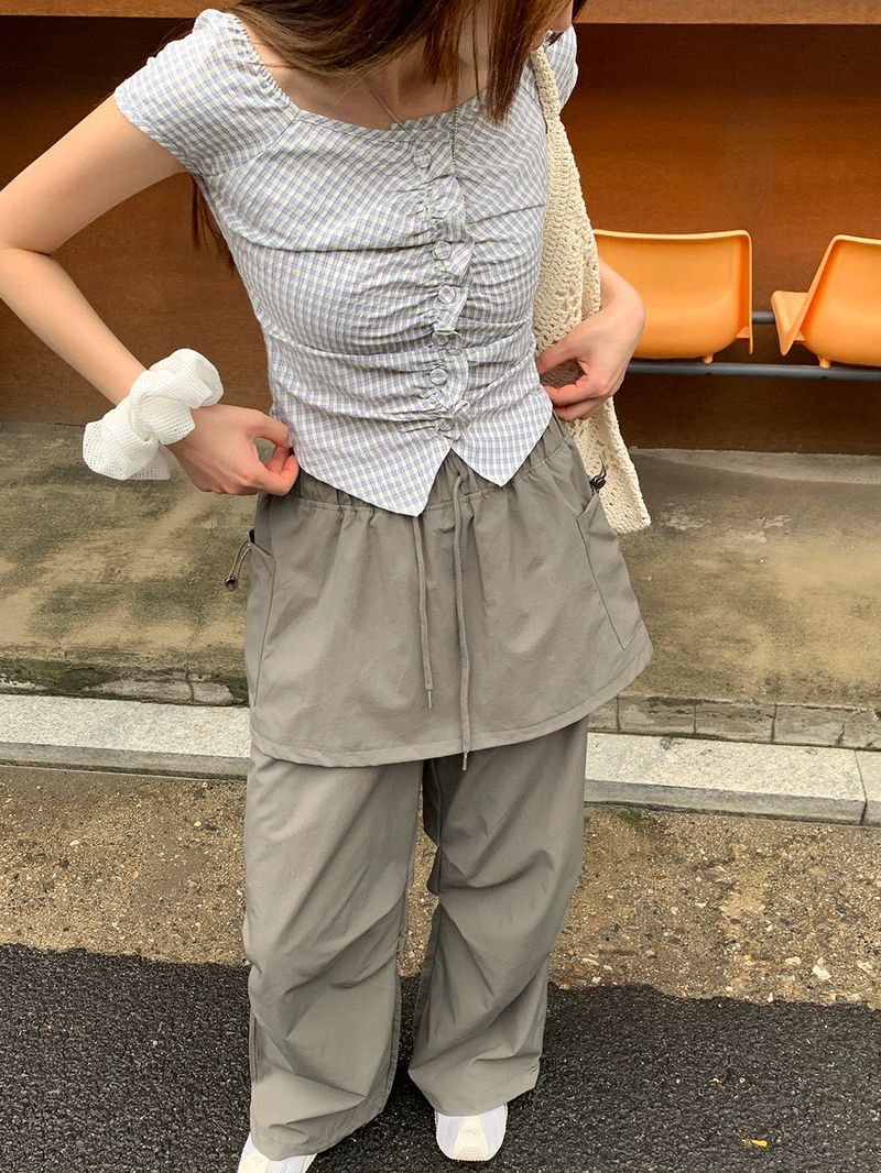 [MADE] Kaen Nylon Layered Skirt Banding Pants