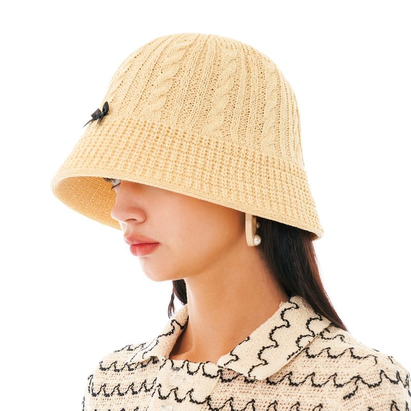 Ribbon Summer Knit Hat [Beige]