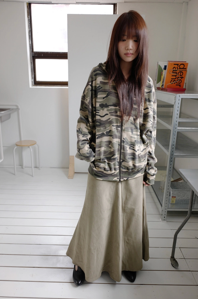 camo waffle hood zip-up