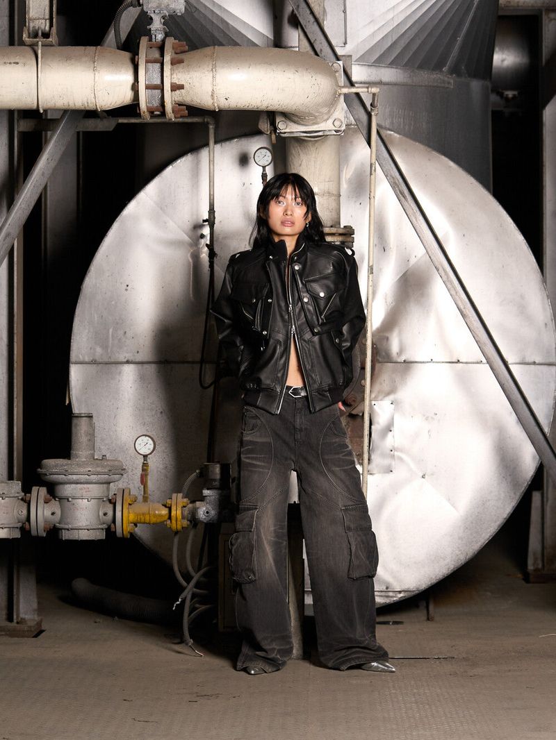 Leather Cargo 3way Jacket (Black)
