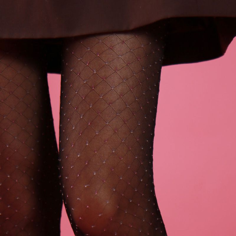 pink dia dot tights (black)